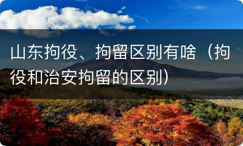 山东拘役、拘留区别有啥（拘役和治安拘留的区别）