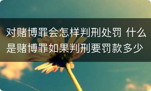 对赌博罪会怎样判刑处罚 什么是赌博罪如果判刑要罚款多少?