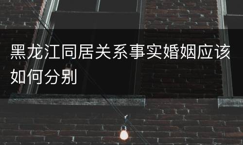 黑龙江同居关系事实婚姻应该如何分别