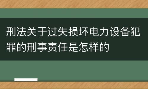 刑法关于过失损坏电力设备犯罪的刑事责任是怎样的