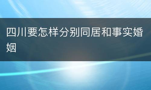 四川要怎样分别同居和事实婚姻