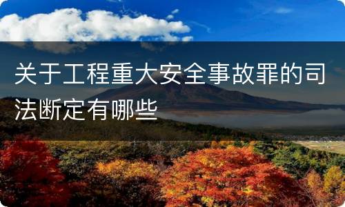 关于工程重大安全事故罪的司法断定有哪些