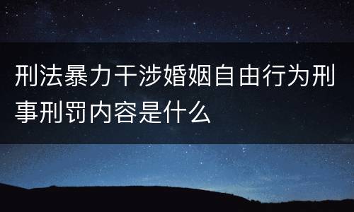 刑法暴力干涉婚姻自由行为刑事刑罚内容是什么