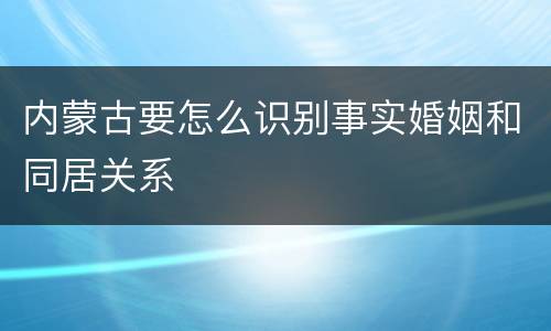 内蒙古要怎么识别事实婚姻和同居关系