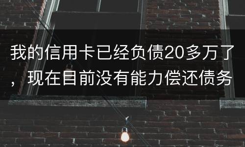 我的信用卡已经负债20多万了，现在目前没有能力偿还债务，请问可以申请破产吗