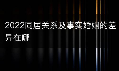 2022同居关系及事实婚姻的差异在哪