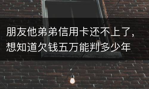 朋友他弟弟信用卡还不上了，想知道欠钱五万能判多少年