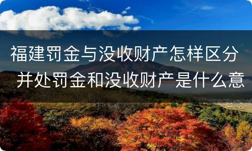 福建罚金与没收财产怎样区分 并处罚金和没收财产是什么意思