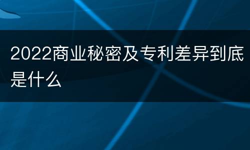 2022商业秘密及专利差异到底是什么