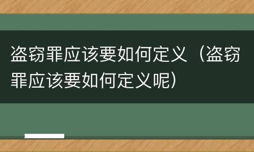 盗窃罪应该要如何定义（盗窃罪应该要如何定义呢）