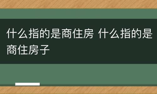 什么指的是商住房 什么指的是商住房子