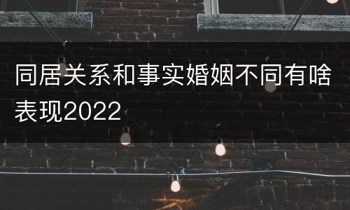 同居关系和事实婚姻不同有啥表现2022