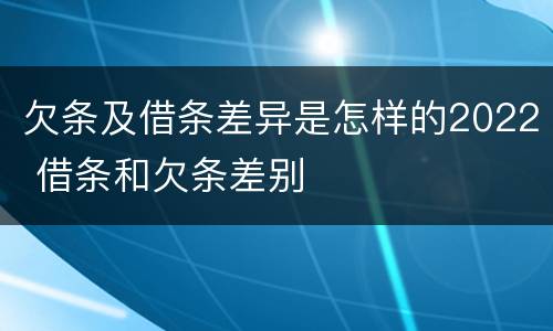 欠条及借条差异是怎样的2022 借条和欠条差别