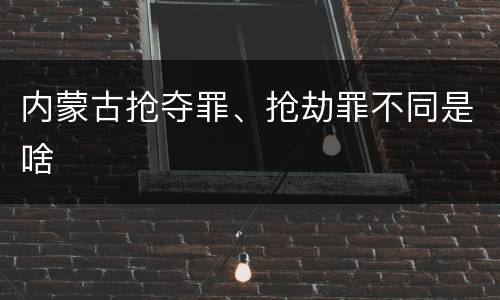 内蒙古抢夺罪、抢劫罪不同是啥