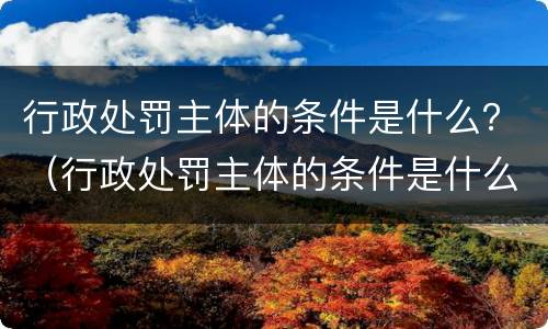 行政处罚主体的条件是什么？（行政处罚主体的条件是什么意思）