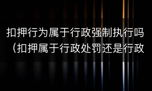 扣押行为属于行政强制执行吗（扣押属于行政处罚还是行政强制）