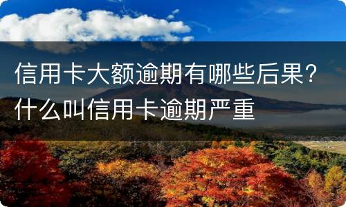 信用卡大额逾期有哪些后果? 什么叫信用卡逾期严重