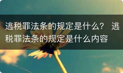 逃税罪法条的规定是什么？ 逃税罪法条的规定是什么内容