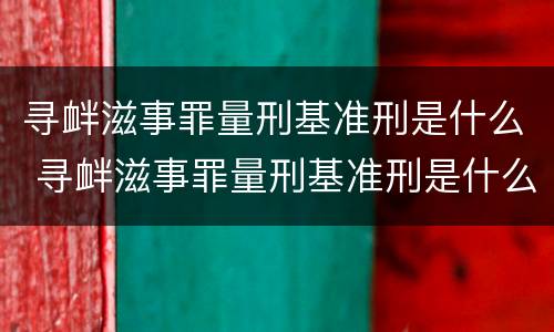 寻衅滋事罪量刑基准刑是什么 寻衅滋事罪量刑基准刑是什么