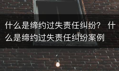 什么是缔约过失责任纠纷？ 什么是缔约过失责任纠纷案例