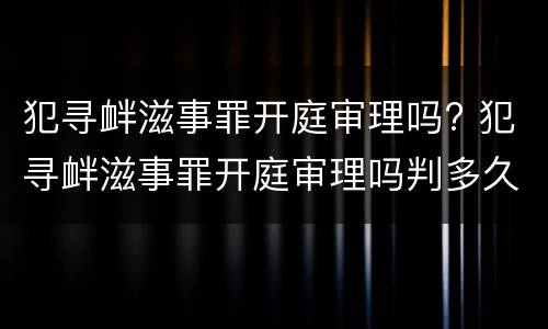 犯寻衅滋事罪开庭审理吗? 犯寻衅滋事罪开庭审理吗判多久