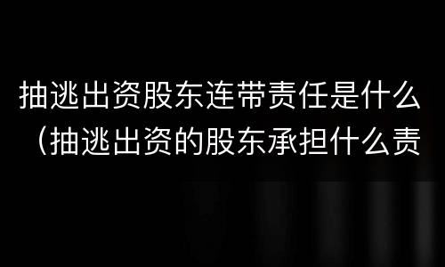 抽逃出资股东连带责任是什么（抽逃出资的股东承担什么责任）