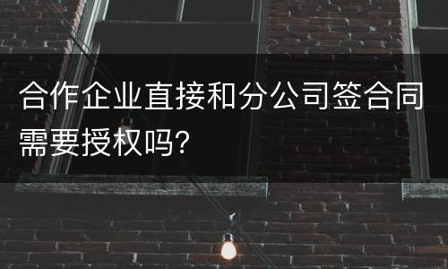 合作企业直接和分公司签合同需要授权吗？