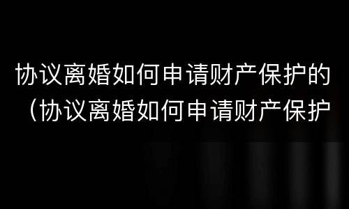 协议离婚如何申请财产保护的（协议离婚如何申请财产保护的法律规定）