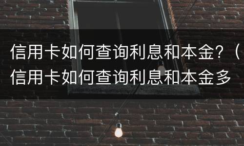 信用卡如何查询利息和本金?（信用卡如何查询利息和本金多少）