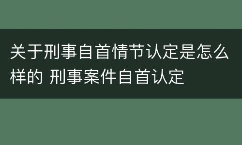 关于刑事自首情节认定是怎么样的 刑事案件自首认定