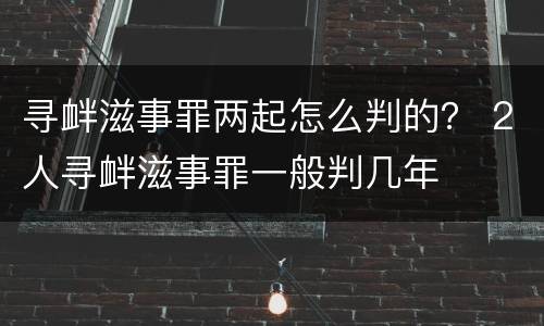 寻衅滋事罪两起怎么判的？ 2人寻衅滋事罪一般判几年