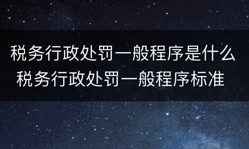 税务行政处罚一般程序是什么 税务行政处罚一般程序标准