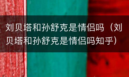 刘贝塔和孙舒克是情侣吗（刘贝塔和孙舒克是情侣吗知乎）