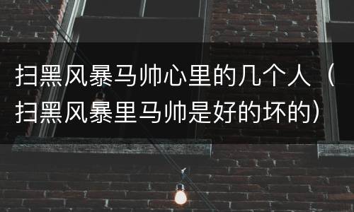 扫黑风暴马帅心里的几个人（扫黑风暴里马帅是好的坏的）