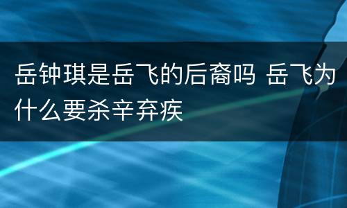 岳钟琪是岳飞的后裔吗 岳飞为什么要杀辛弃疾