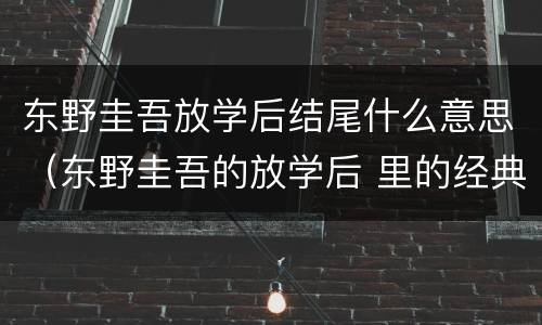 东野圭吾放学后结尾什么意思（东野圭吾的放学后 里的经典句子）