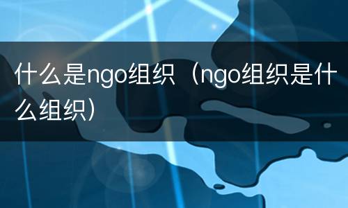 什么是ngo组织（ngo组织是什么组织）