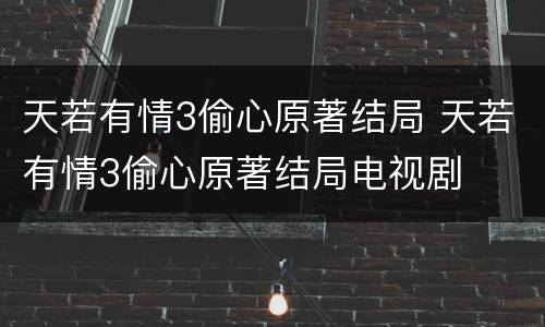 天若有情3偷心原著结局 天若有情3偷心原著结局电视剧