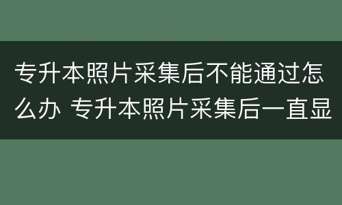 专升本照片采集后不能通过怎么办 专升本照片采集后一直显示未审核