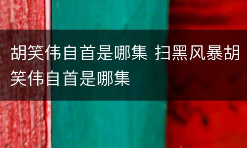 胡笑伟自首是哪集 扫黑风暴胡笑伟自首是哪集