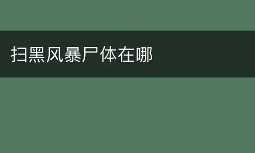 扫黑风暴尸体在哪