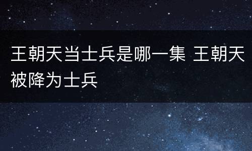 王朝天当士兵是哪一集 王朝天被降为士兵