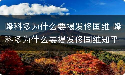 隆科多为什么要揭发佟国维 隆科多为什么要揭发佟国维知乎