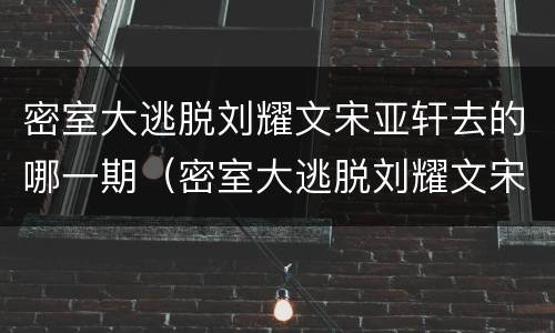 密室大逃脱刘耀文宋亚轩去的哪一期（密室大逃脱刘耀文宋亚轩是哪一期）