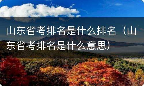 山东省考排名是什么排名（山东省考排名是什么意思）