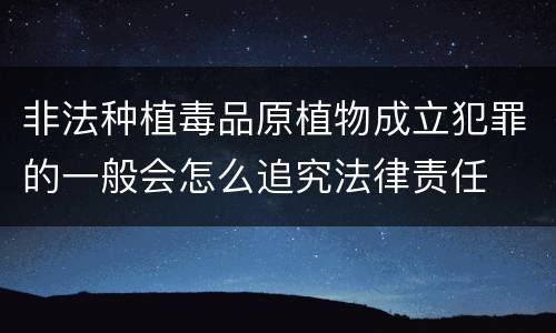 非法种植毒品原植物成立犯罪的一般会怎么追究法律责任