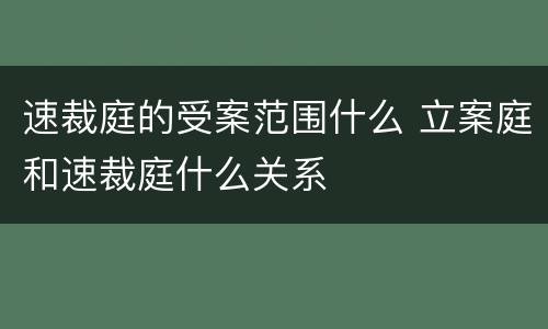 速裁庭的受案范围什么 立案庭和速裁庭什么关系