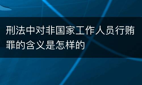 刑法中对非国家工作人员行贿罪的含义是怎样的