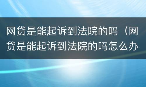 网贷是能起诉到法院的吗（网贷是能起诉到法院的吗怎么办）