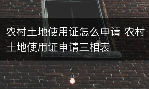 农村土地使用证怎么申请 农村土地使用证申请三相表